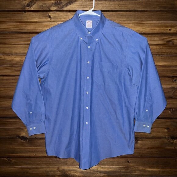 Brooks Brothers Other - Brooks Brothers Dress Shirt 17.5 4/5‎ Non Iron Supima Cotton Solid Blue Classic
